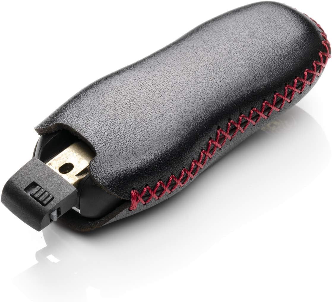 Vitodeco Genuine Leather Keyless Entry Remote Control Smart Key Case Cover Compatible with Porsche Panamera, Macan, Cayenne, 911 (3 Buttons, Black/Red) - Image 4