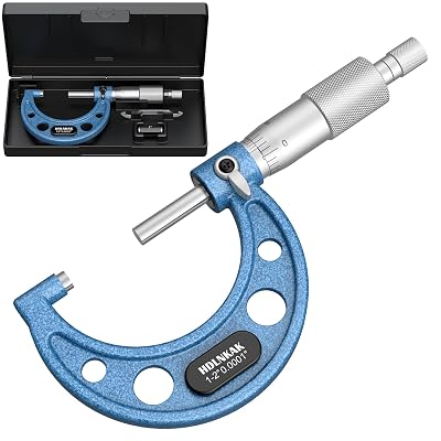 HDLNKAK Outside Micrometer, 1-2 Machinist Micrometer, 0.0001 Graduation Micrometer Set, Alloy Precision Micrometer, Machinist Tool, Micrometer Standard with Case.