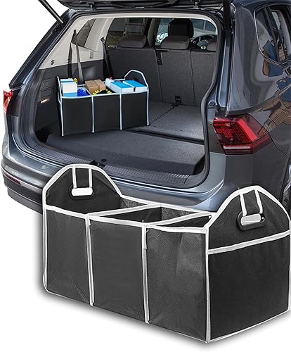 Organizador de maletero de automóvil, organizador de almacenamiento plegable con 3 compartimentos, caja de almacenamiento para automóvil, bolsa
