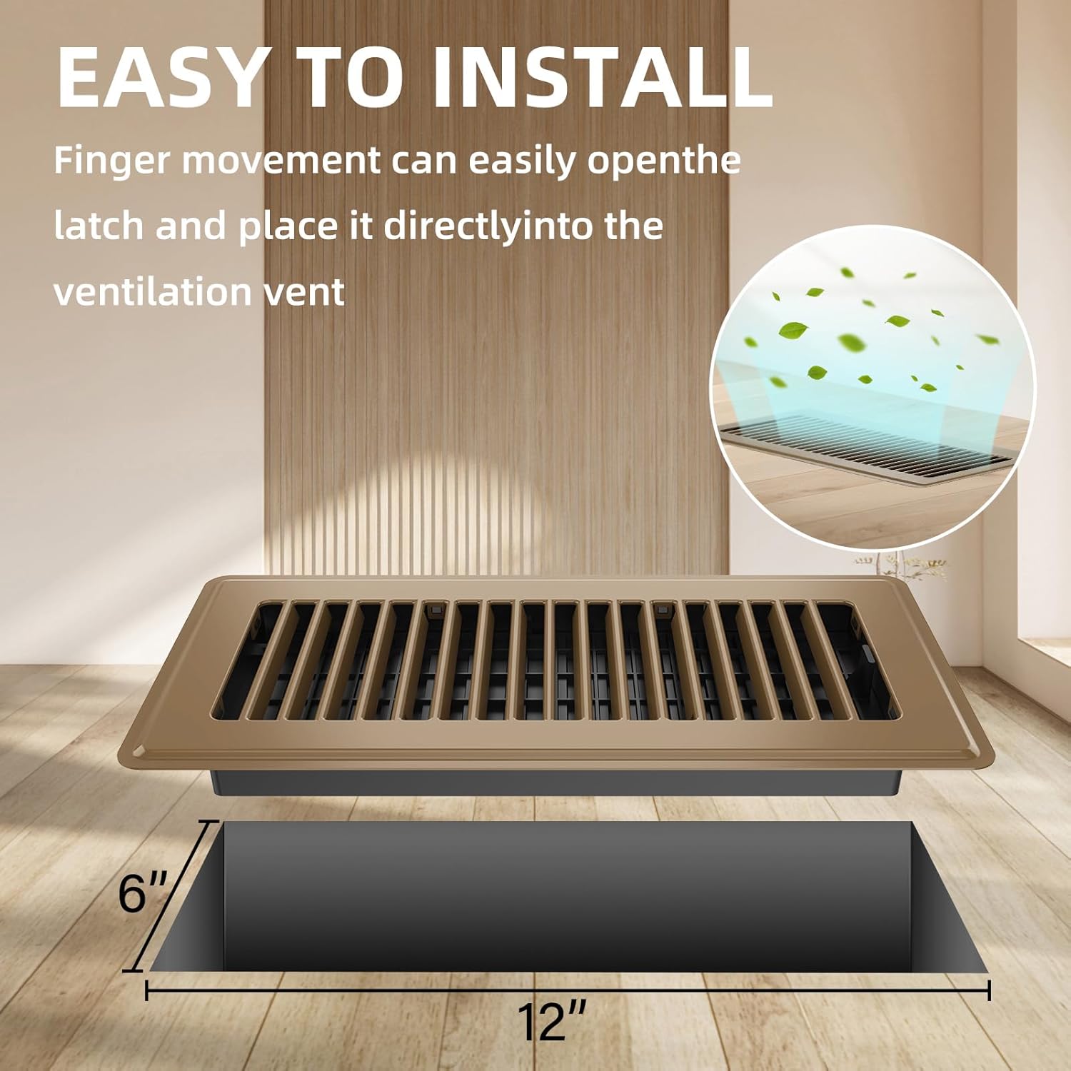 Floor Register 6x12, 6 Pack Floor Vent Covers for Home Floor Heavy Duty Steel Walkable Floor Vents Air Vent Covers 12x6 for Sidewall and Floor