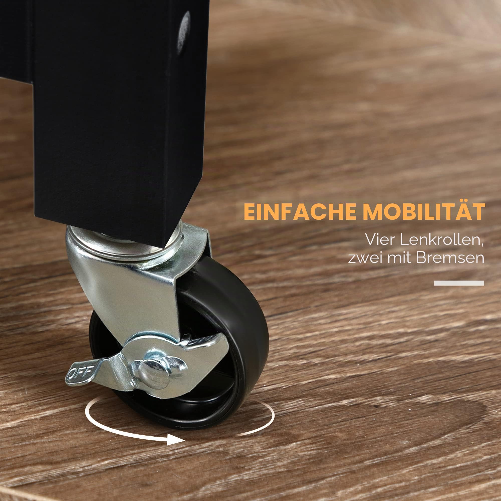 HOMCOM Servierwagen Küchenwagen Rolltisch mit Flaschenregal 60L x 40l x 85H cm Edelstahlplatte. Schwarz