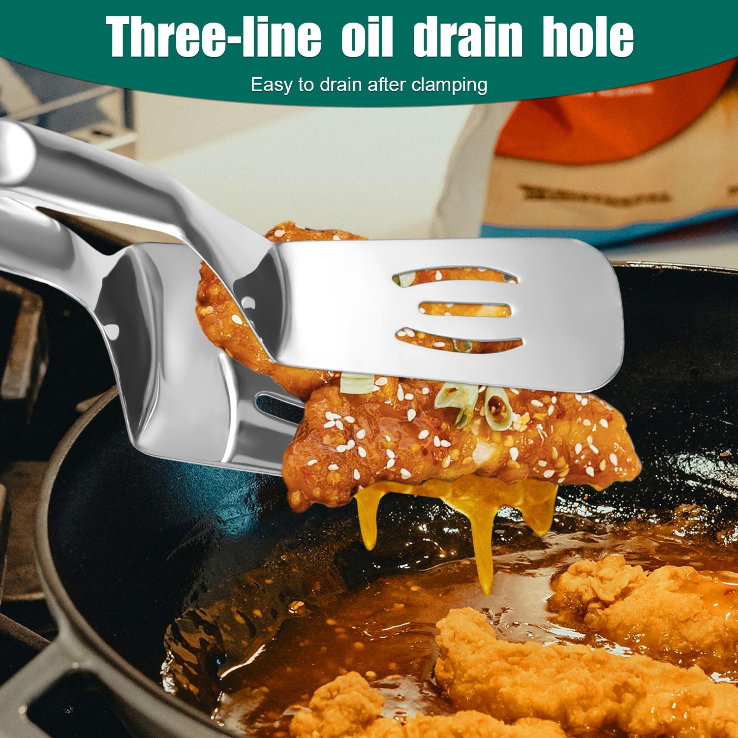 Edelstahl-Spatel-Zange – Doppelspatel Mit Schlitz Für Grill, Küche, Fisch & Pizza, 31 Cm