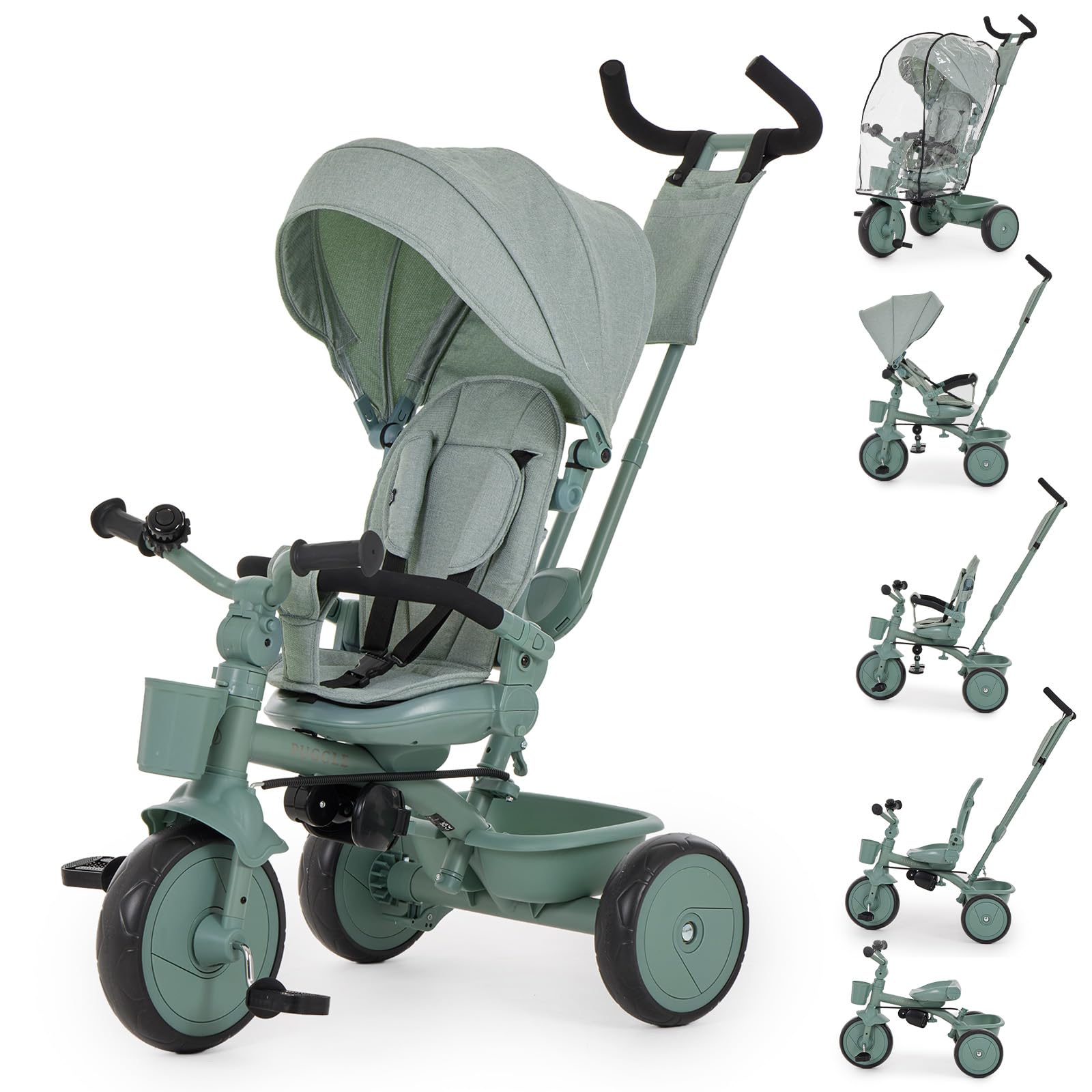 Puggle Easy Twist Luxe 6 In 1 Folding Trike with Travel Pack