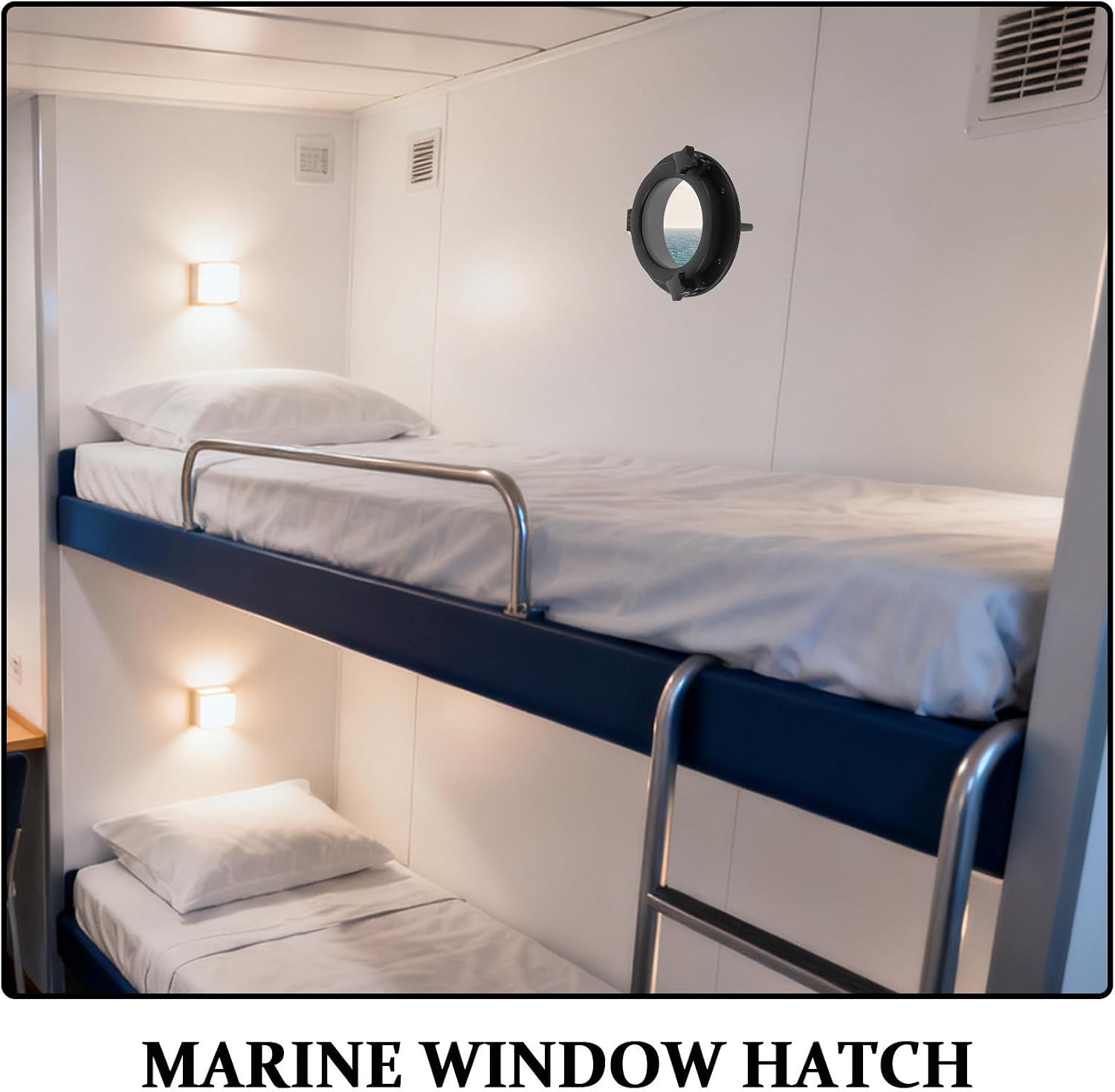 Yardwe Marine Round Port Hatch Window for Rv and Vessels with Explosion-Proof Tempered Glass and Sturdy Build, Black Round Yacht Boat Porthole Window for Boating and Sailing Use