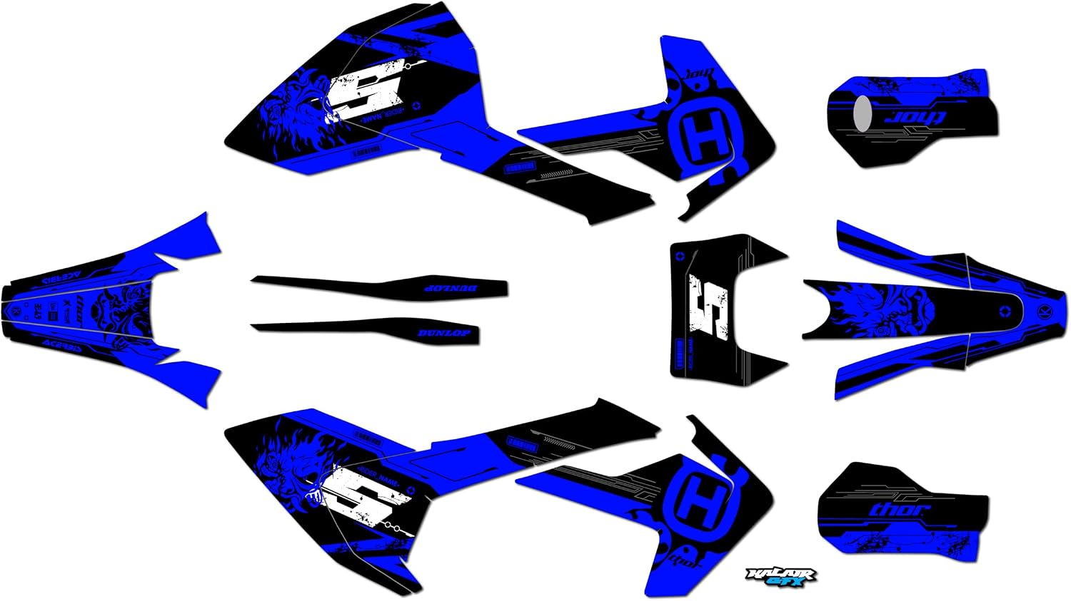 Graphics Kit for Husqvarna ENDURO FE250 FE350 FE450 FE501 (2017-2019) NIGHTCITY Series White 21 Mil - Dirt bike Custom Racing Graphics Decals Stickers Kit, no-plastics