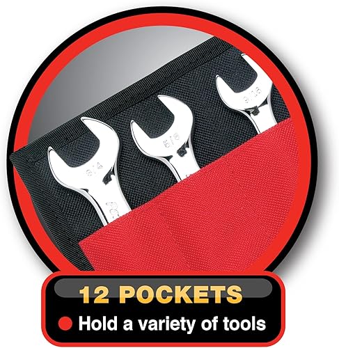 Miniatura 3 de Performance Tool W88990 Bolsa de herramientas de nailon resistente con 12 bolsillos con cierre de velcro y funda de color, ideal para uso automotriz