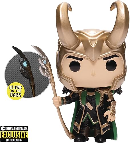 Miniatura 4 de POP Marvel: Loki con cetro (brilla en la oscuridad) Entertainment Earth - Figura de vinilo exclusiva de Funko (paquete con funda protectora de caja