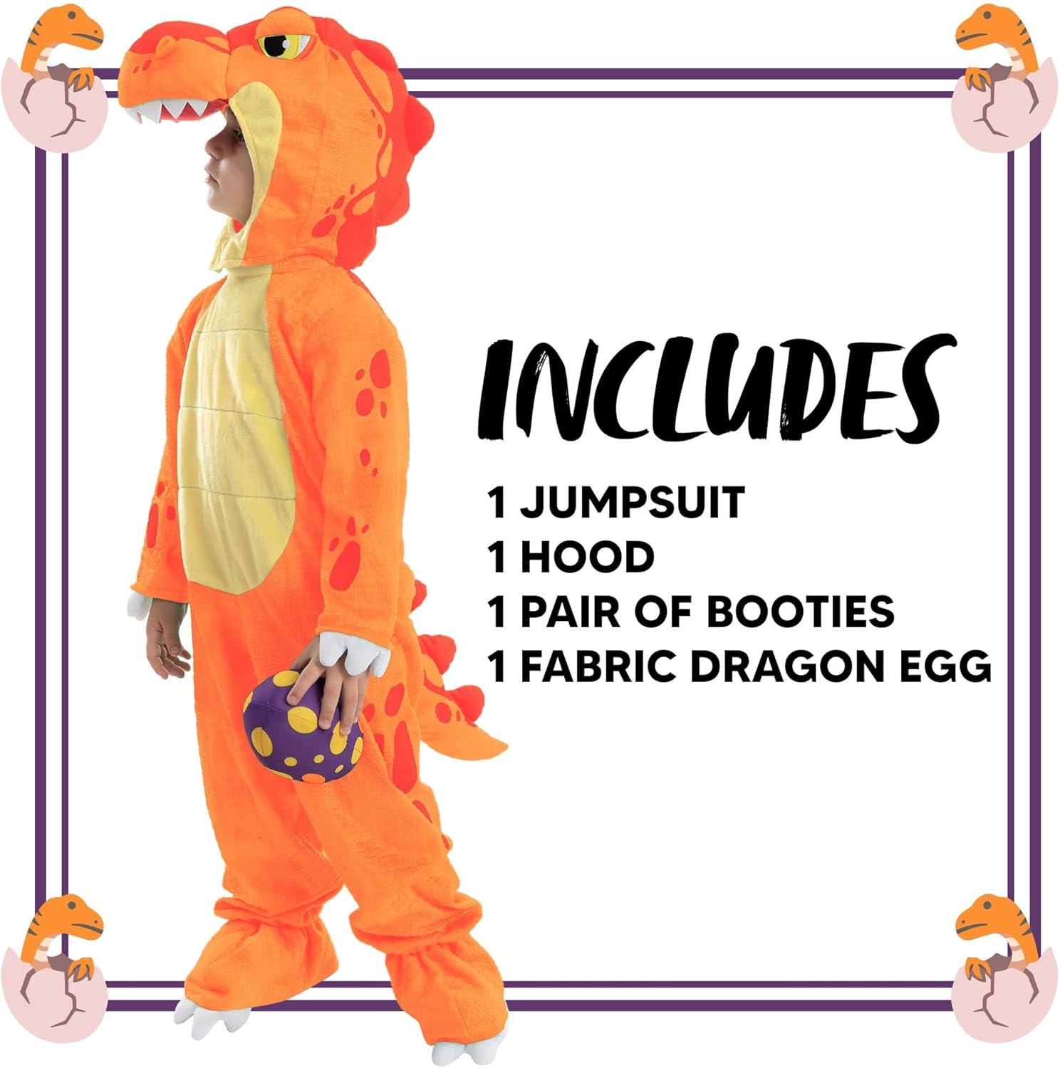 Spooktacular Creations Halloween Dinosaur Costume Kids, T-Rex Costume Outfit with Egg for Toddler Child Dress Up Party - Image 5