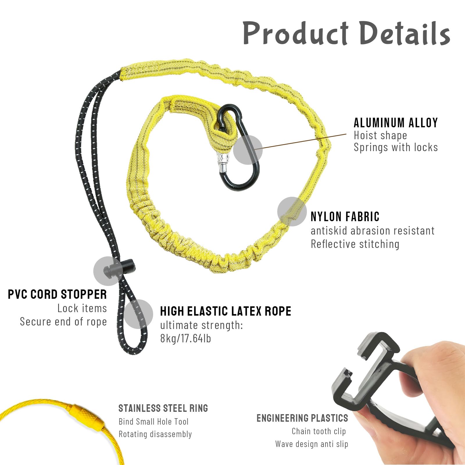 Amazon.com: PUMHUBO Retractable Tool Lanyards for Hand Tools - 3 Pack Tool  Tether Lanyard Load Capacity 17.6lb Single Carabiner and Adjustable Loop  End, Standard Length (Blank) : Tools & Home Improvement