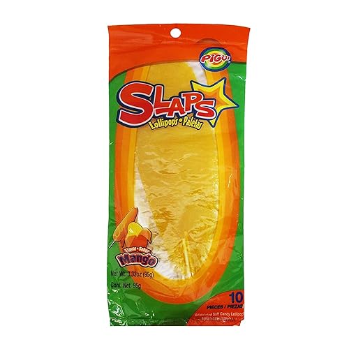 Dulces Pigui - Paletas cachetada sabor mango, dulce mexicano (10 paletas)