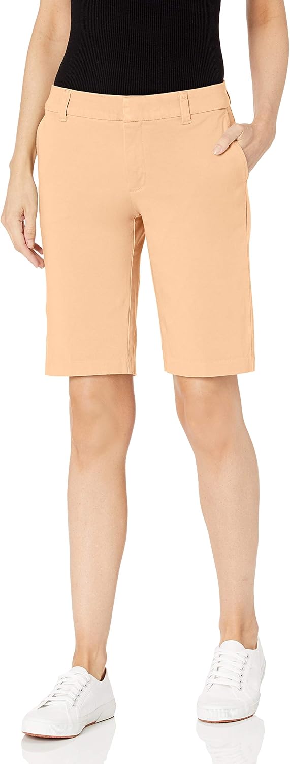 Dickies Women's Plus Size Perfect Shape Twill Bermuda Shorts standard 0 Rinsed Peach Fuzz