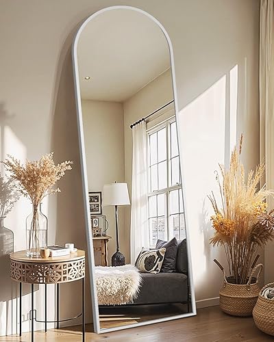Miniatura 11 de Delma Espejo arqueado de longitud completa, espejo de pie de cuerpo completo, piso grande con soporte para pared, entrada, puerta, dormitorio, baño