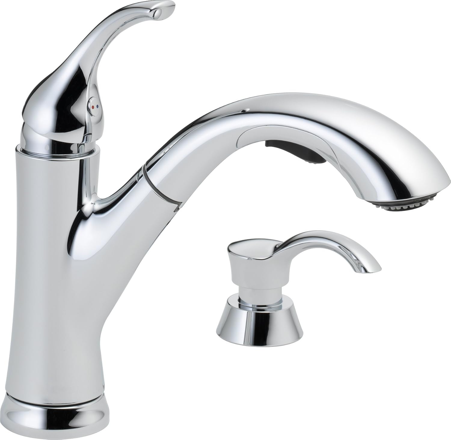 Delta Faucet 16932SDDST Single Handle PullOut Kitchen Faucet with Soap Dispenser, Chrome