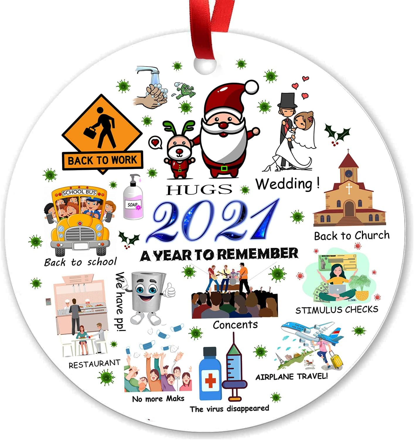 ANLEMIN Christmas Ornaments 2021Review Decorative Hanging Ornament Commemorative Plates Christmas Decor Xmas Tree Hanging Pendant Finial Ornaments (2021-1PCS)