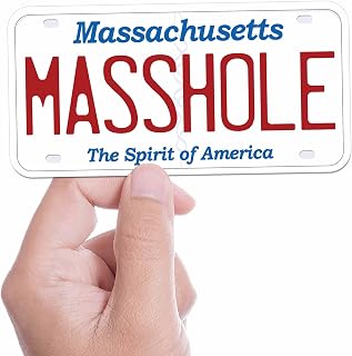 Massachusetts License Plate Bumper Stickers for Car - Cool New England Decals for Hydroflask Water Bottle - Springfield Worcester Boston MA Gifts for Massholes (Masshole)
