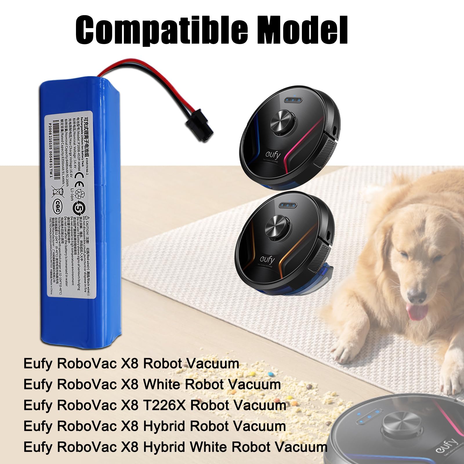 Powery Akku Für Eufy RoboVac LR35 Hybrd Staubsauger-Akku 2600 MAh  14 4 V
