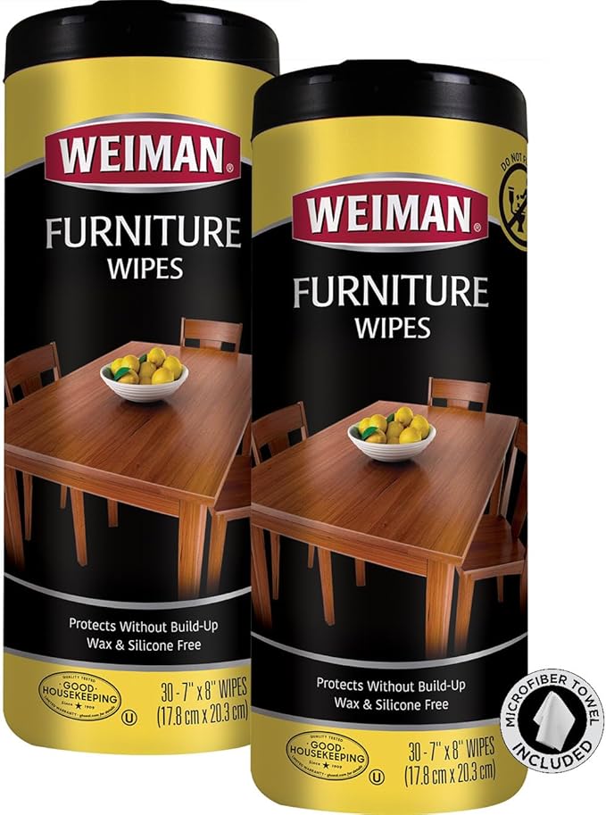 Weiman Wood Cleaner and Polish Wipes 2 Pack For