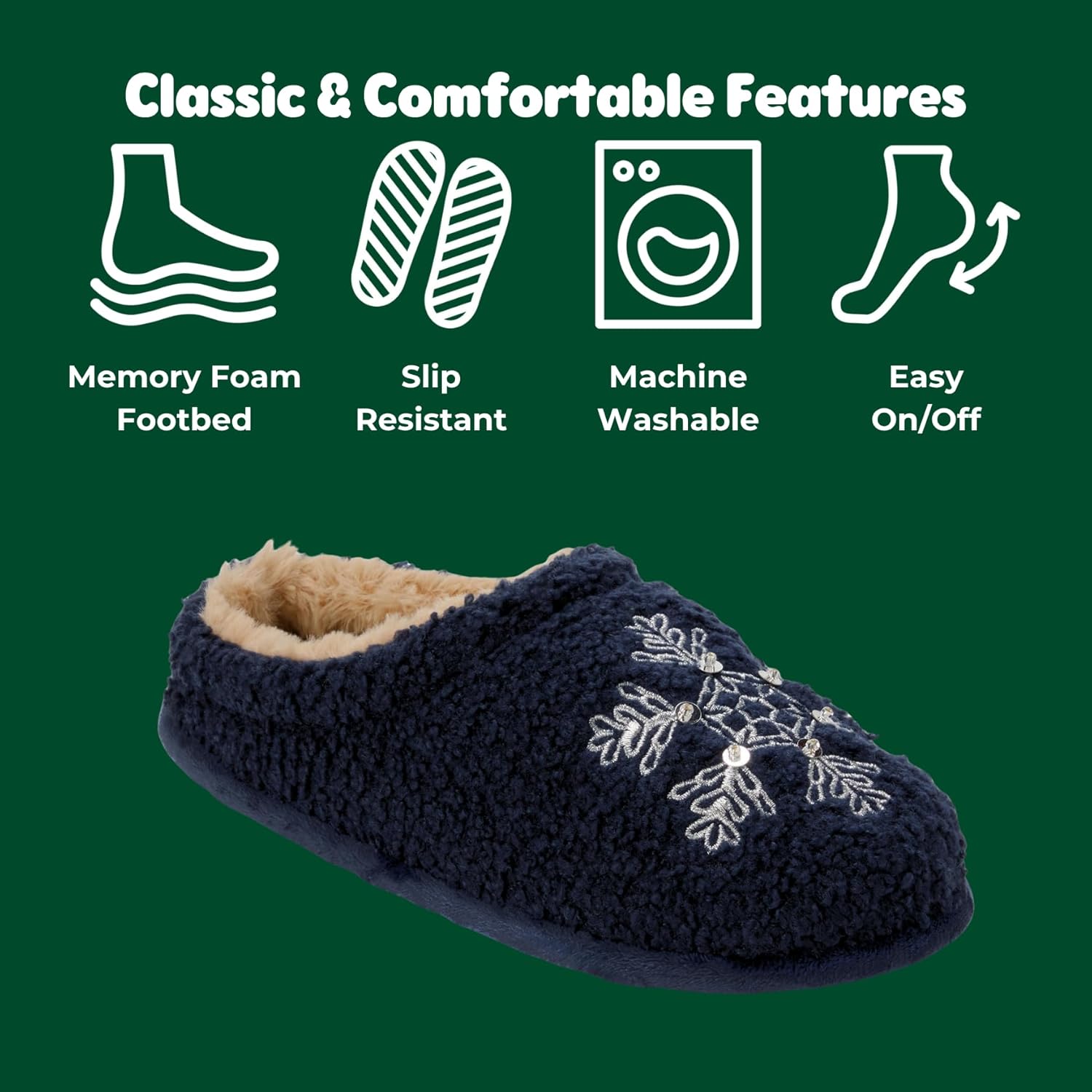 Dearfoams Women's Holiday Christmas Gift Fuzzy Cozy Sherpa Novelty House Shoe Slipper