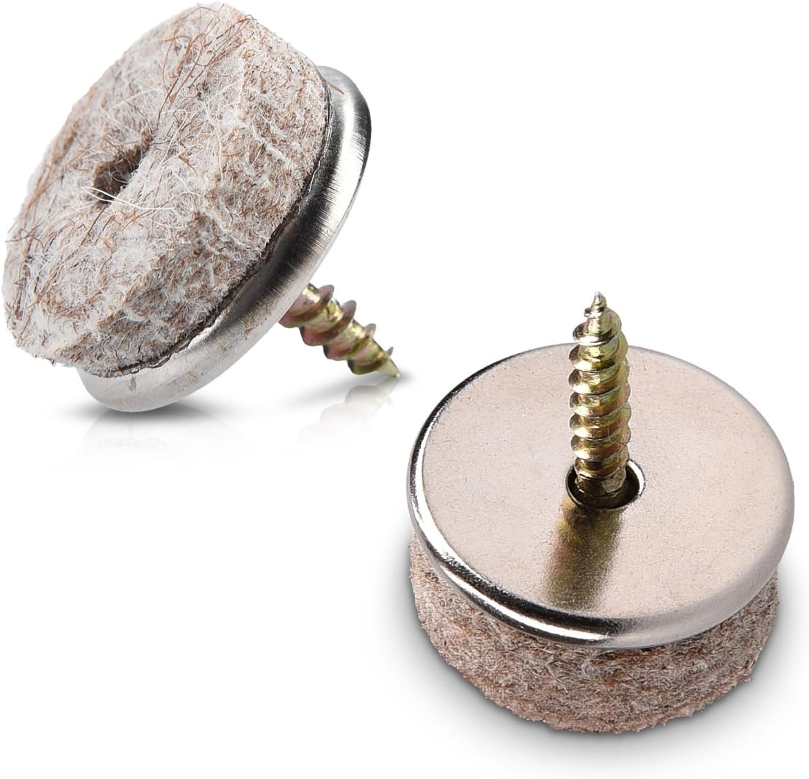 Navaris Felt Pads for Furniture (20 Pieces) - 1" Round Screw-in Pad Sliders for Chair Legs and Feet - Floor Gliders to Protect Hardwood Floors