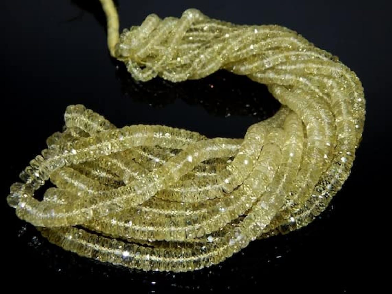 Quartz citron perles de gemme naturelle heishi pour créateurs cherchant des pierres authentiques