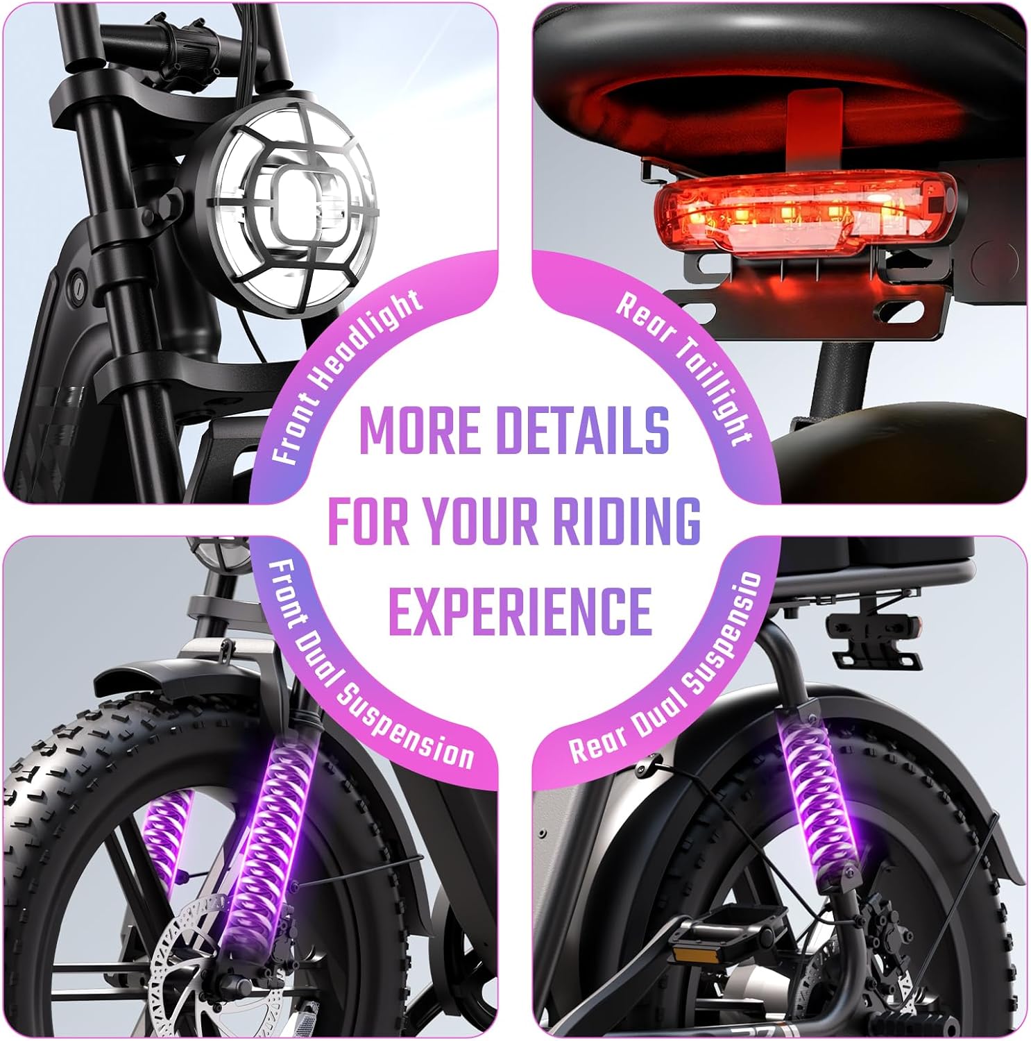 TST Electric Bike for Adults, 20" Fat Tire All-Terrain E-Bike, 1500W Peak Motor, Up to 28MPH, 60 Miles Max Range,Electric Dirt Bike with Rear Seat and Footrest,15Ah Removable Battery