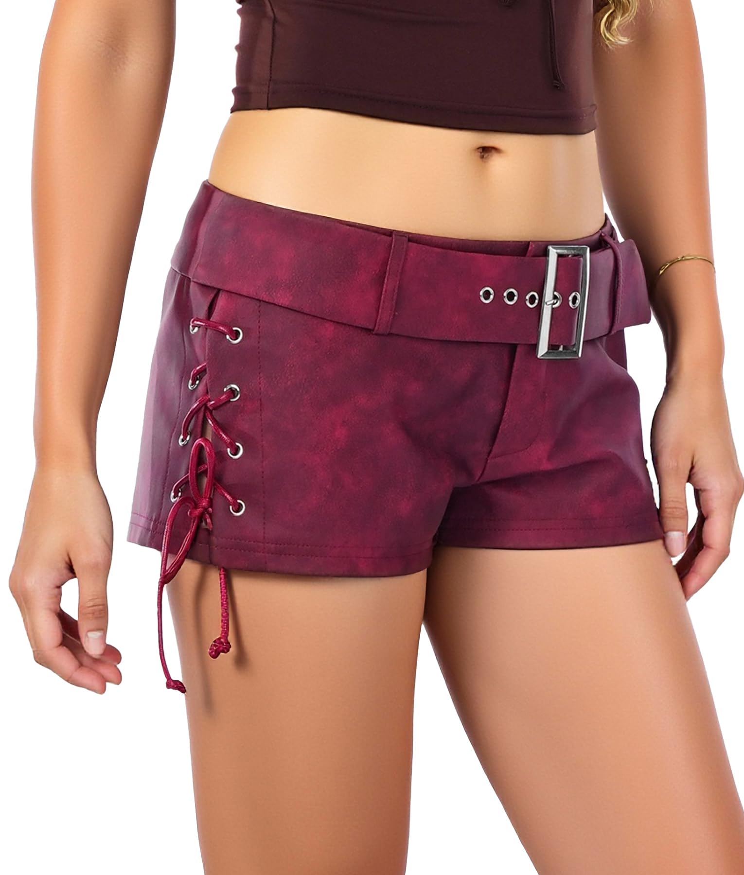 Donna Pantaloncini in Pelle Pantaloni Corti Ecopelle Vita Bassa Shorts Sexy Discoteca Hot Pants Eleganti Party S-XL