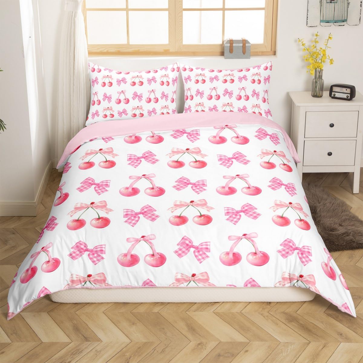 Blue Bowknot Bedding Set Dreamy Princess Style Duvet Cover Set Kids Boys Girls Watercolor Bow Comforter Cover White Blue Bow Quilt Cover with 1 Pillowcase 2Pcs Bedding Toddler,No Comforter