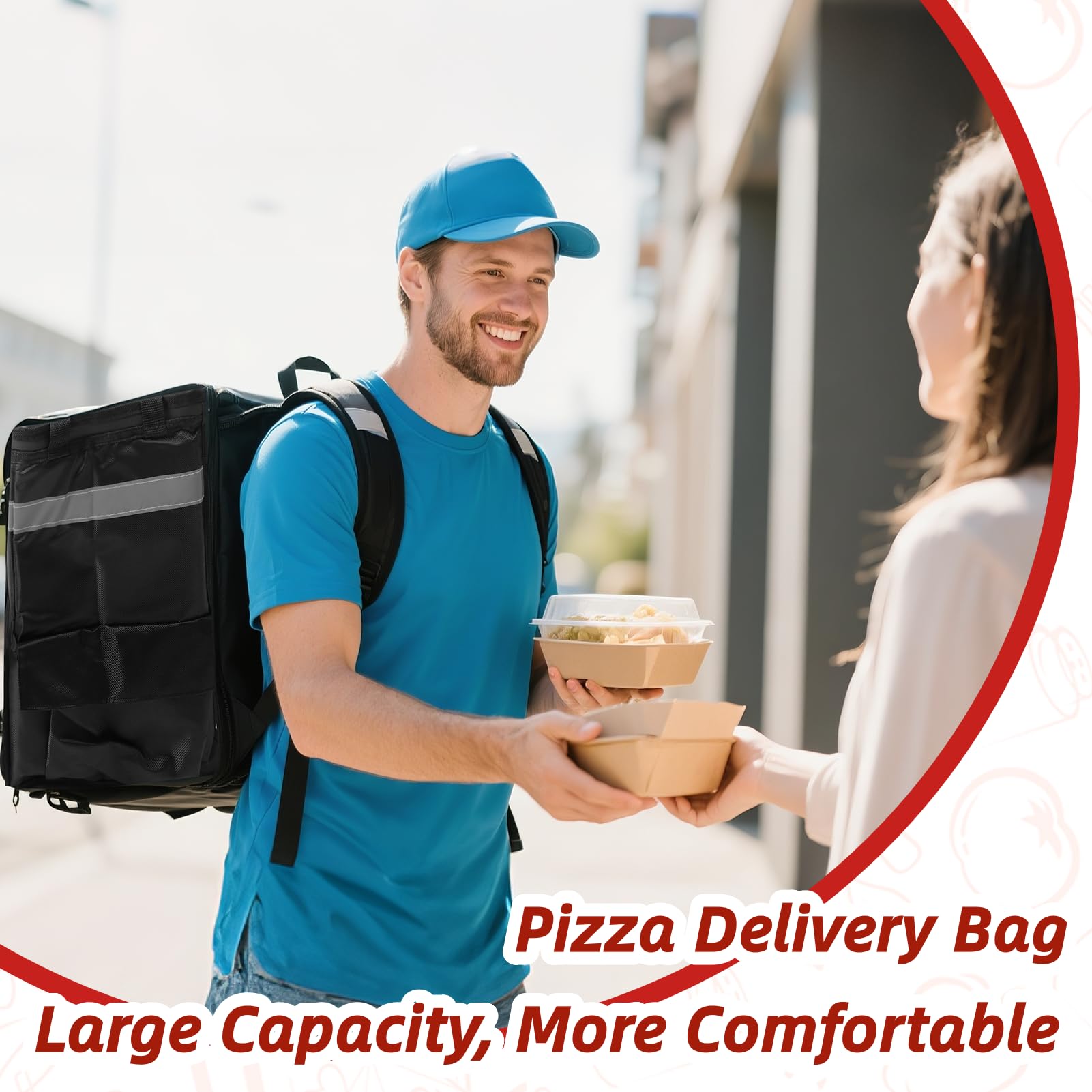 Zaino per La Consegna di Cibo Zaino per La Consegna di Pizza Isolante 50L Grande Borsa Termica per La Consegna di Alimenti con Strato Espandibile per La Spiaggia da Campeggio