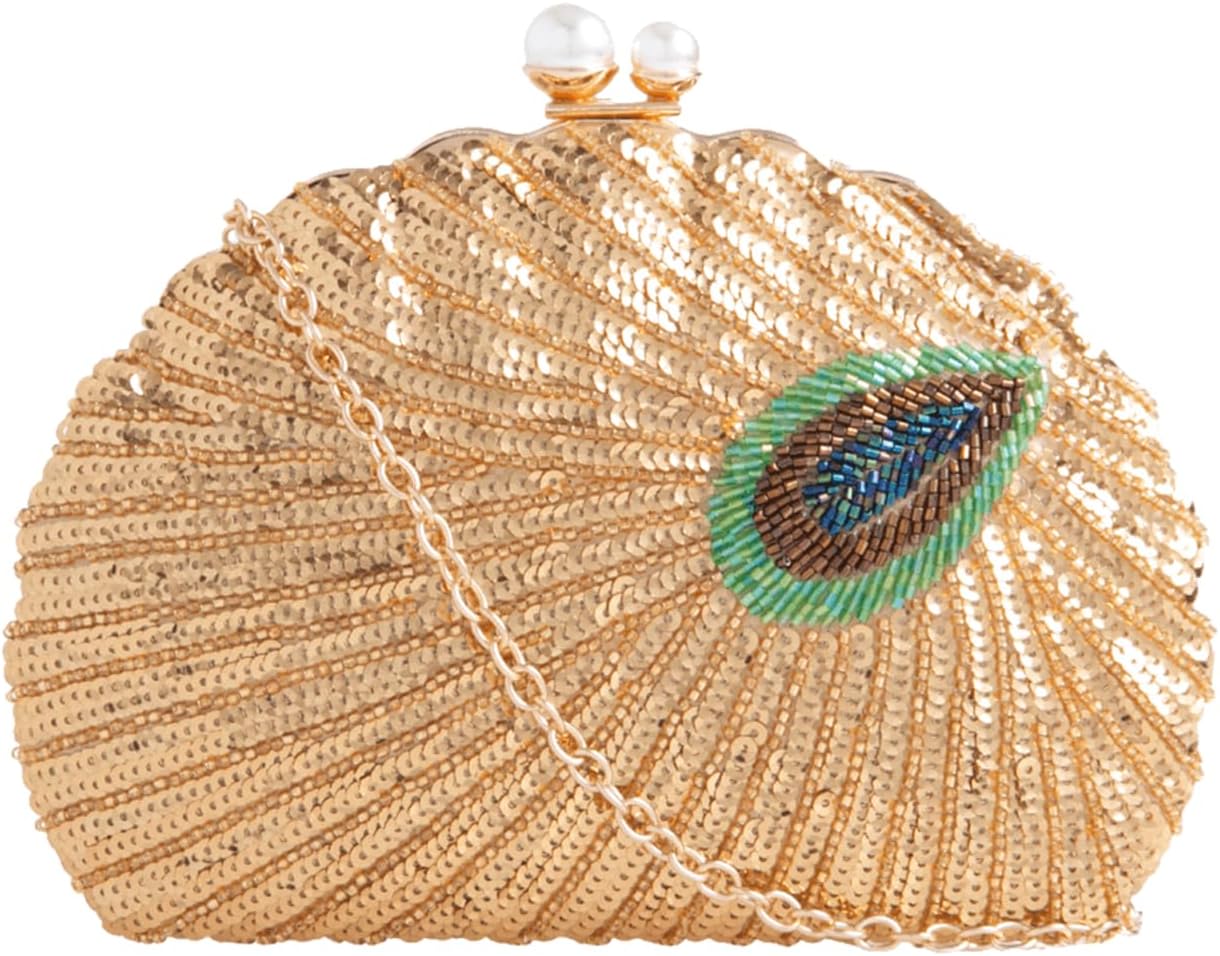 Girly HandBags Womens Sequins Peacock Tail Clutch Bag