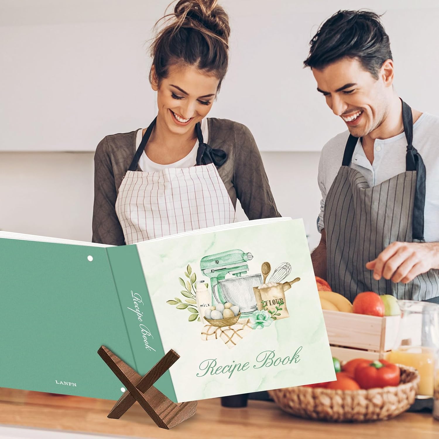 Lanpn Recipe Binder 8.5x11 3 Ring Kit, Waterproof Recipe Book Blank Organizer Recipe Binder to Write in Your Own Recipes with 60 Plastic Sleeves,116 Recipes, Dividers,Labels & Stickers, Green