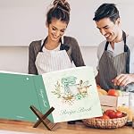 Lanpn Recipe Binder 8.5x11 3 Ring Kit, Waterproof Recipe Book Blank Organizer Recipe Binder to Write in Your Own Recipes with 60 Plastic Sleeves,116 Recipes, Dividers,Labels & Stickers, Green
