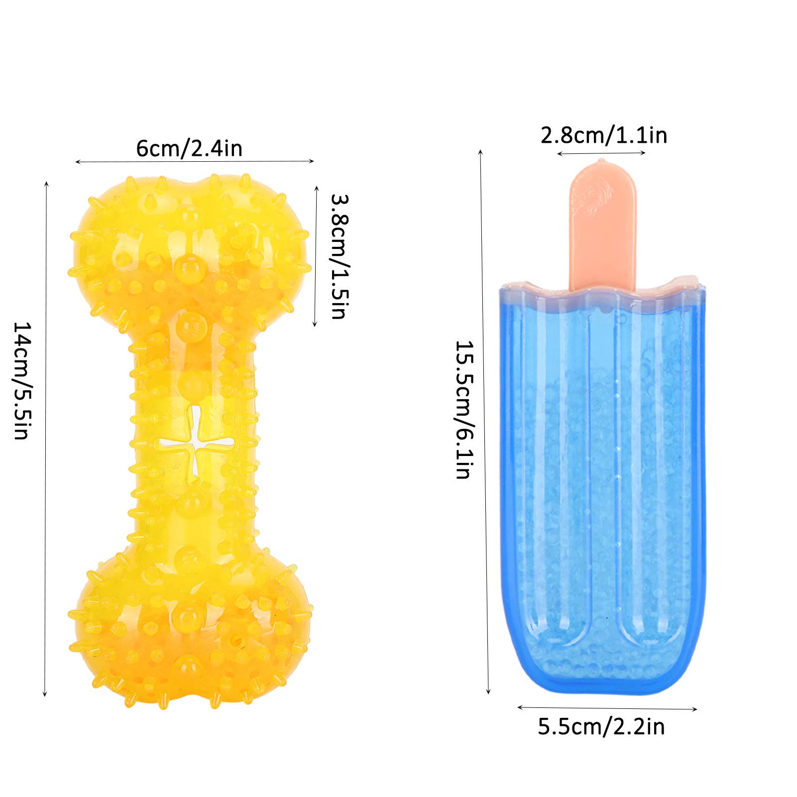 Jeanoko Dog Squeaky Toy Blue Popsicles Yellow Rice Bones Cool Down Teething Sticks Washing Teeth Tpr Bite-resistant Vent Products Popsicle Shape Chew Bone Stick With Sound Pet Interactive - Image 2