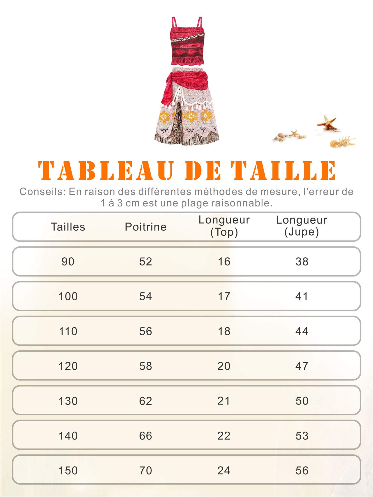 New front Vestito da Principessa Moana Abito per bambine Vaiana Travestimento Ragazza Natale Carnevale Compleanno Costumi Collana Ghirlanda clip a fiore Regali Halloween,Giallo,150