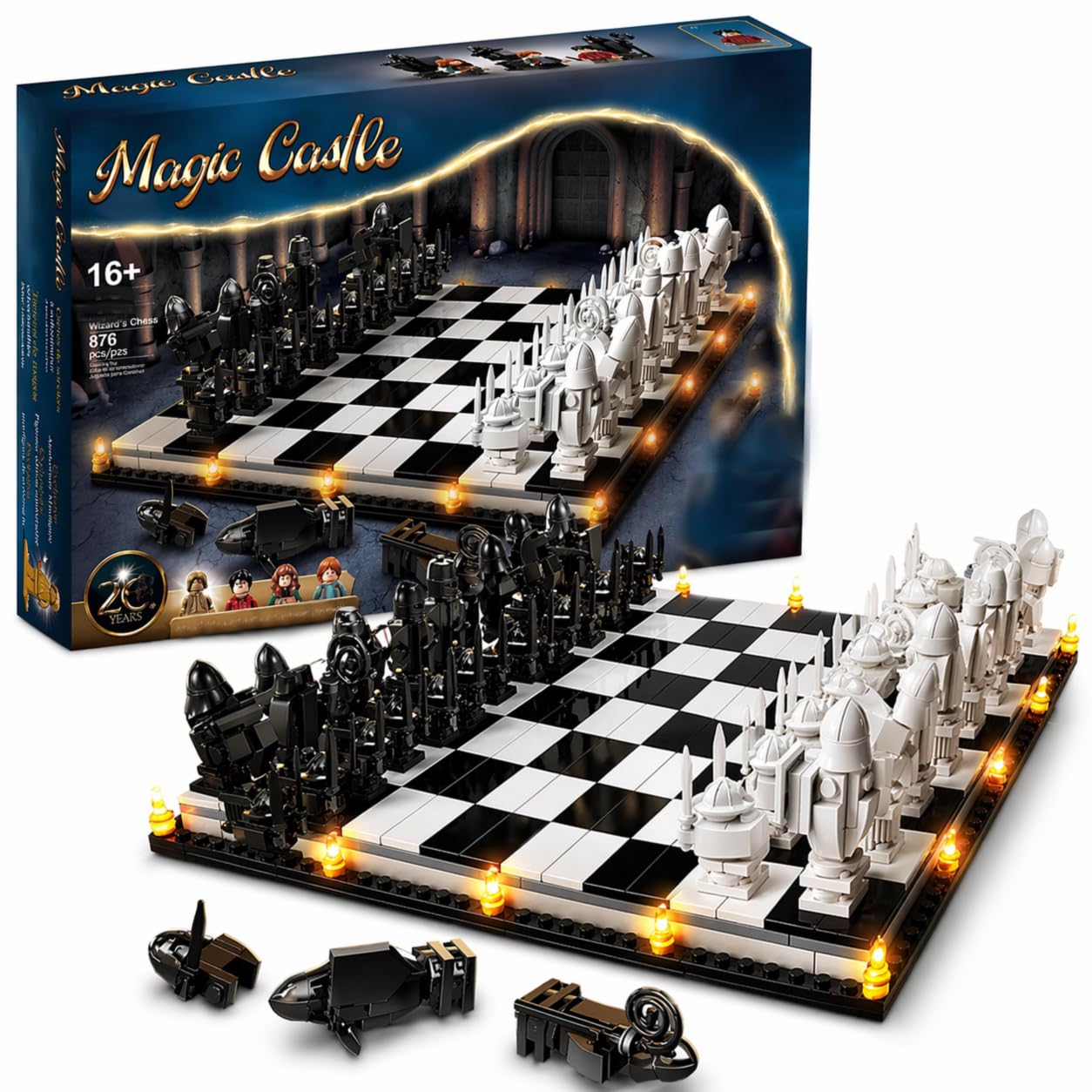 Wizard Chess Magic Master-Scale Building Set, 876+ Pieces, All 32 Pieces Movable, 4 Exclusive Minifigure Accessories-image-5