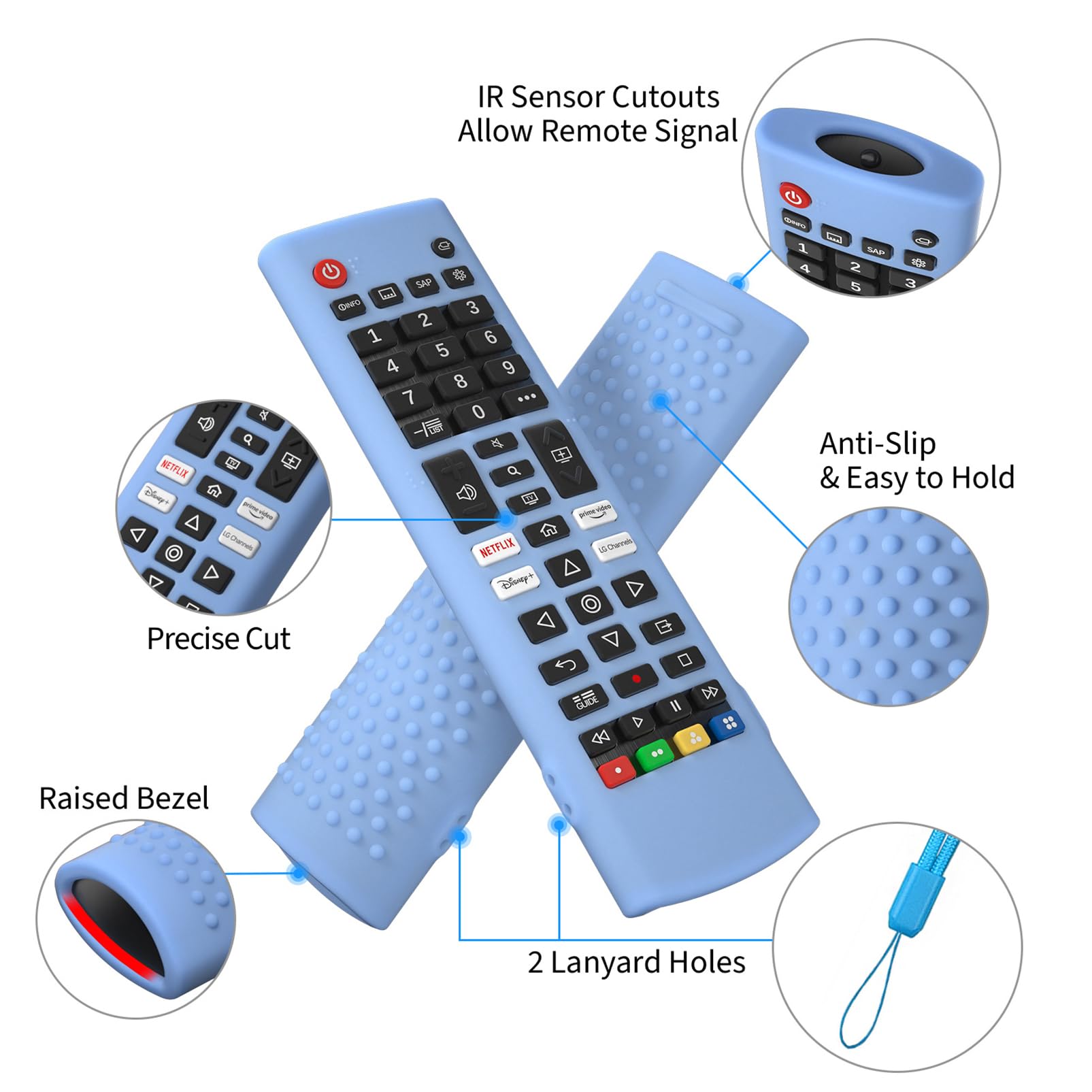 Hi Color Silicone Case for LG AKB Series Remote AKB75095307 AKB75375604 Remote Cover Shockproof Protective Sleeve (glow blue) - Image 2