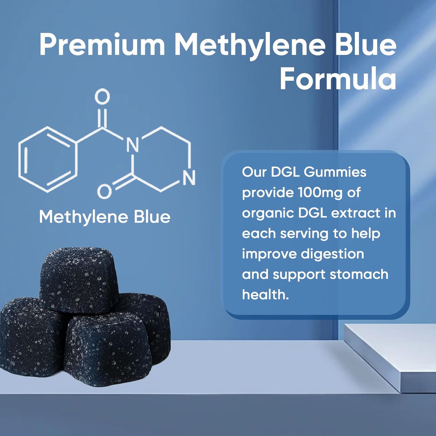 Methylene Blue Gummies, 5mg of Methylene Blue Per Gummy for Sustained Energy, Mental Clarity, Lifted Mood, Sharper Focus, 99.9% Pure, 30 Gummies Per Bag (1)