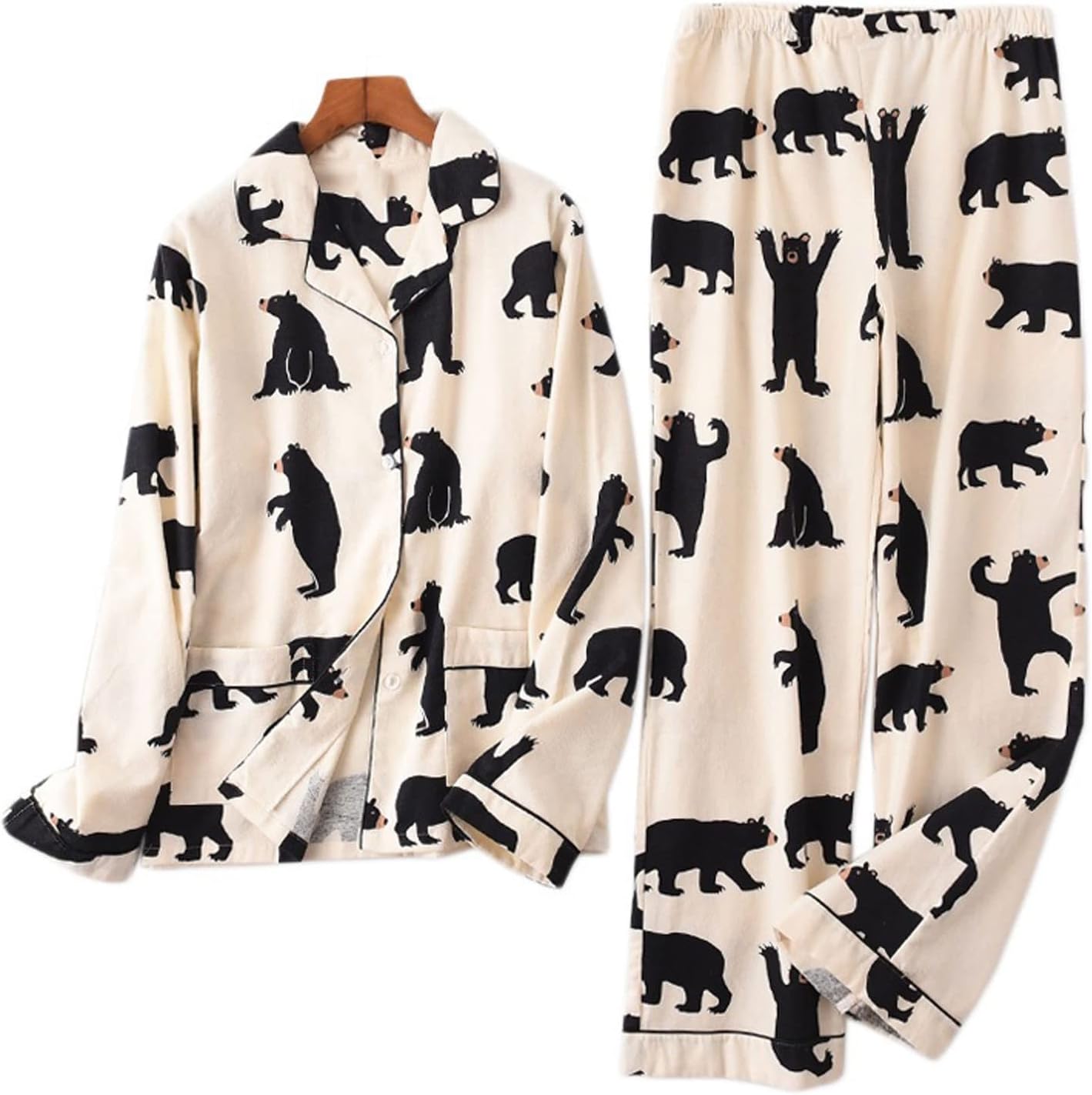 EBAYIN Pajamas Cotton Women Pajama Sets Autumn Winter Casual Fashion Sleepwear Women Homewear Pijamas Mujer (Size : S)