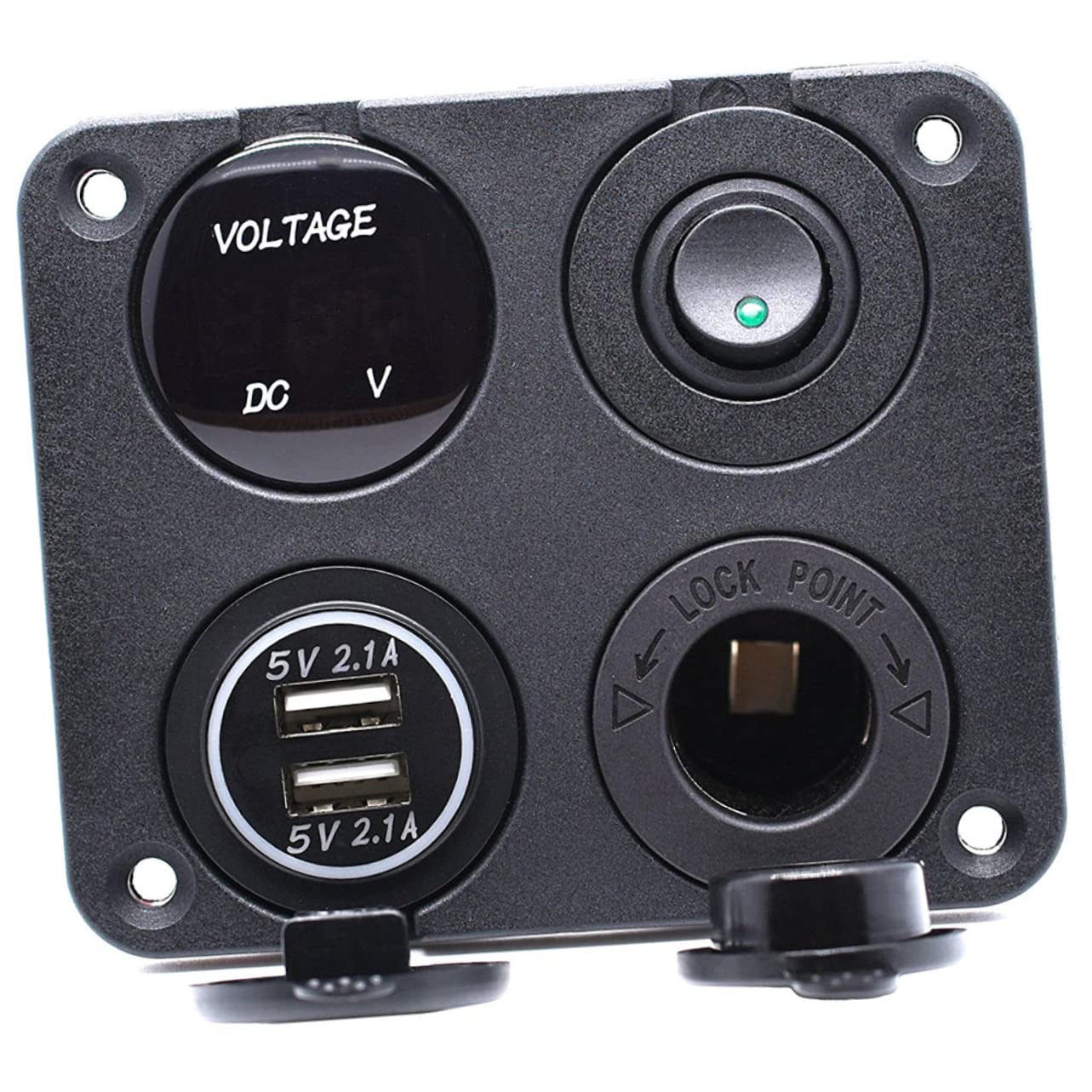 Toma de Corriente USB para Coche Voltímetro y Tapa