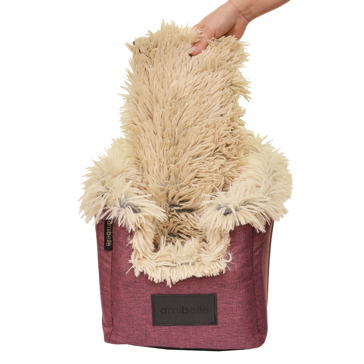 Hunde Armlehn Auto | Universal Autositz Waschbar Abriebfest, Autositz Hund für Mittelkonsol, Vordersitz, Beifahrersitz, Rückbank | Hundetasche, für Kleine Hunde | Farbe: Rotwein