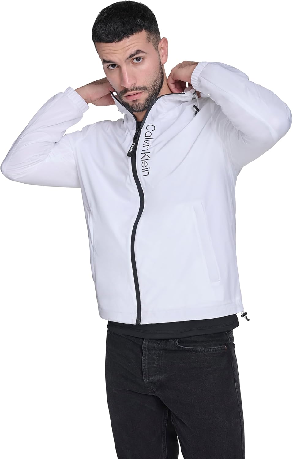 Calvin Klein Men's Performance Windbreaker Jacket With Adjustable Hood