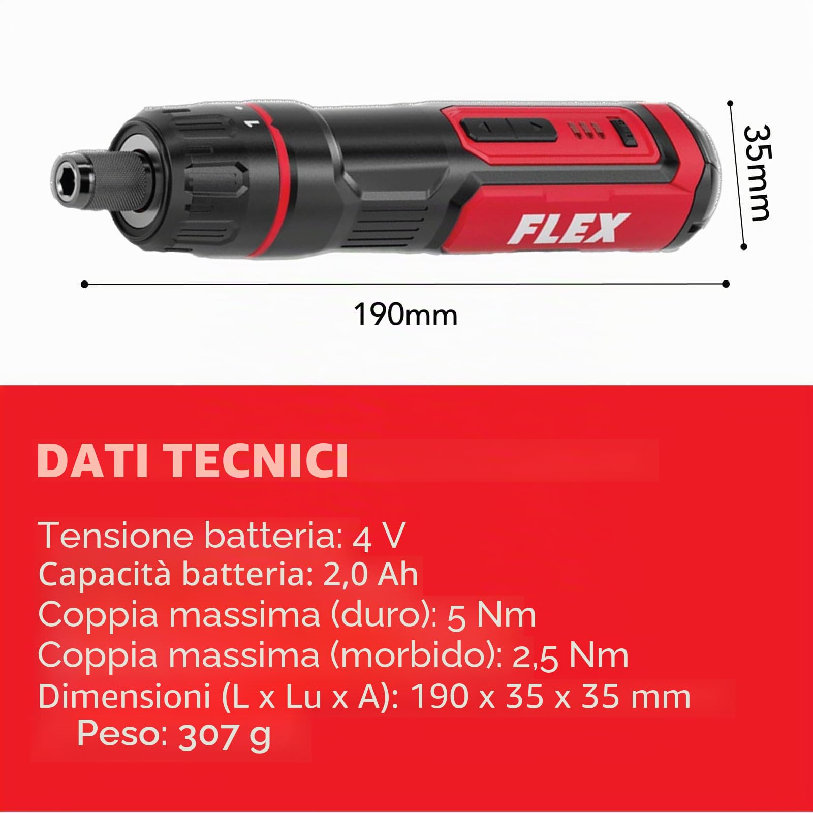 Flex Cacciavite a batteria, forte potenza in formato tasca, 4 V SD 7-320 4 (con cavo di ricarica e borsa per il trasporto, cacciavite) 534549