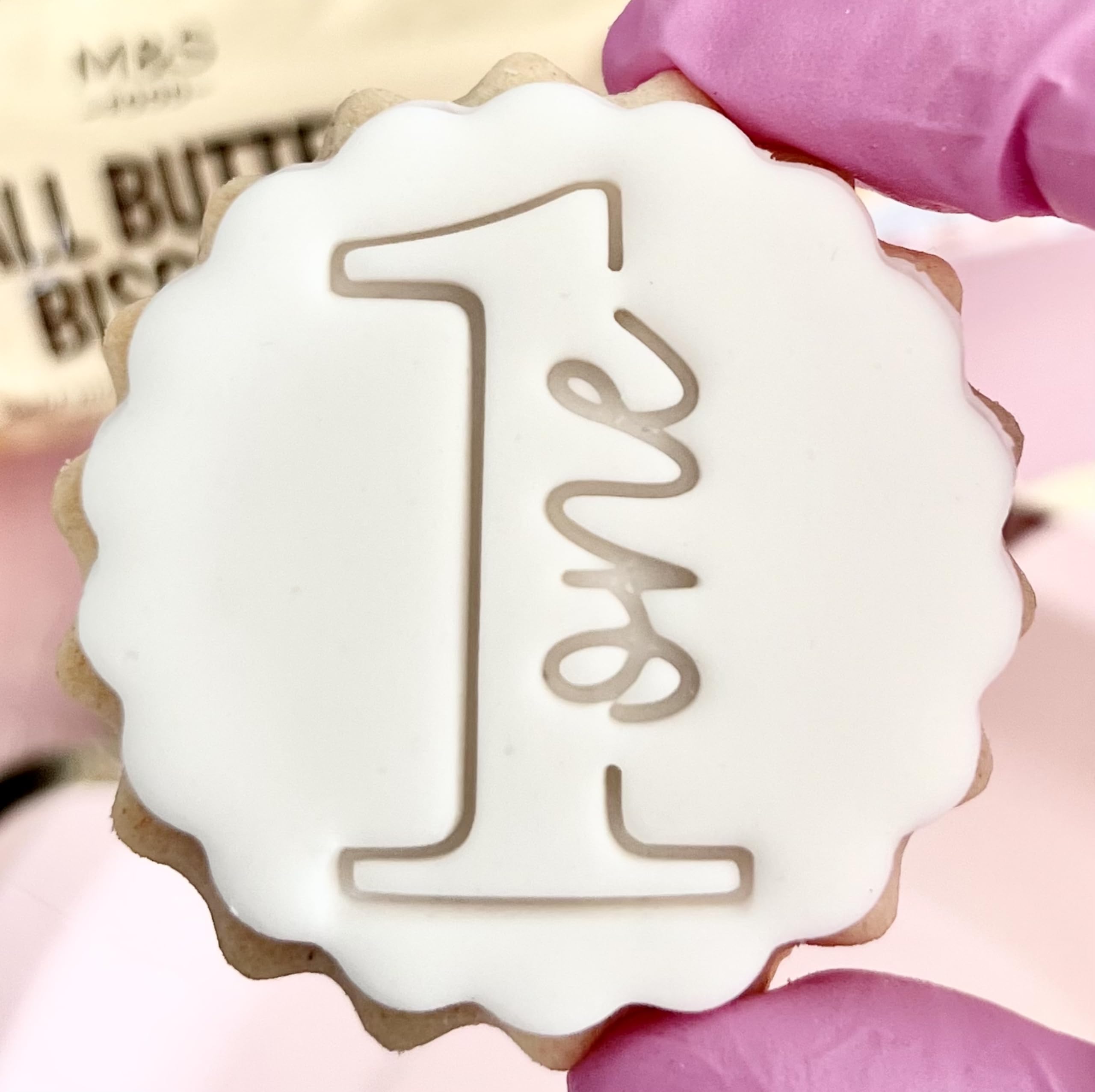 1 ONE 1st Birthday Cookie Cutter Stamp Embosser fits m&s Biscuits Great for Fondant Icing First Birthday 1st Reusable Marks and Spencers First Party Decor Ideas Party Favours Free Matching Cutter