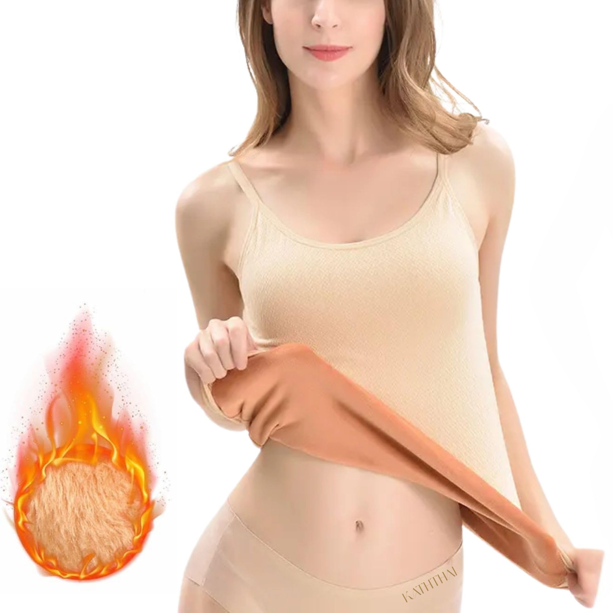 Thermal Wear for Women Stylish Velvet Camisole Woolen Tops Fleece Warmers, Slim-Fit Body Shaper Winter Inner Vest Shirt (Free Size)(Bust Size:66 to 95 CM)