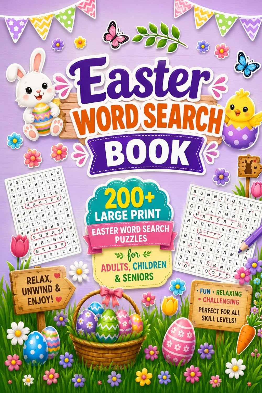 Easter word search book: 200+ Large Print Easter Word Search Puzzles for Adults, children & Seniors (festive word search puzzles)