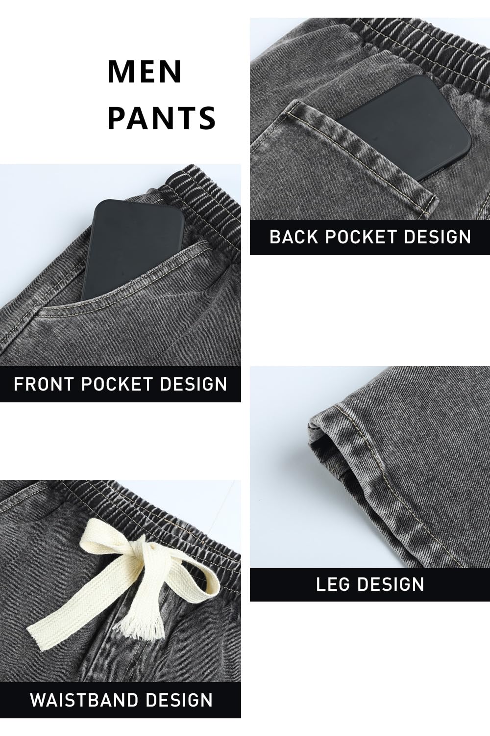 Pantalones de mezclilla apilados para hombre, estilo hip hop, ropa de calle