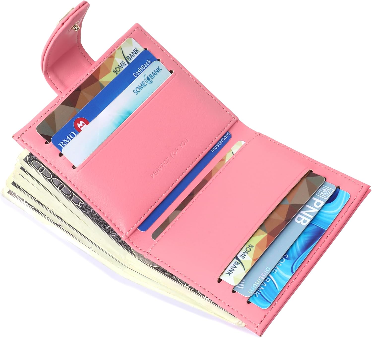 Badiya Small Wallets for Women Bifold Multi Card Case Wallet Slim Credit Card Holder with Zipper Coin Purse - Image 2