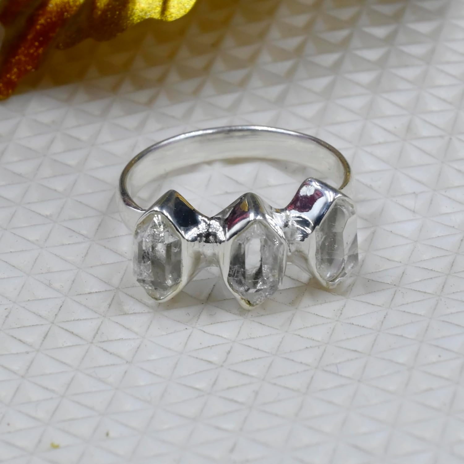 Herkimer Diamond Rough Gemstone Ring, Solid 925 Ring, Raw Herkimer Diamond Stone Ring, Everyday Wear Diamond Ring, Anniversary Ring Gift