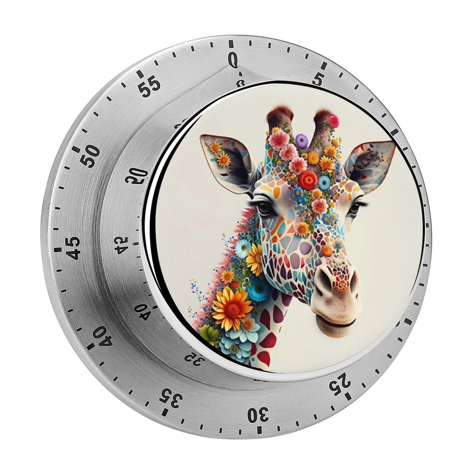 Flower Giraffe 60 Minute Wind Up Timer,Visual Mechanical Magnetic Timer with Loud Alarm for Kitchen