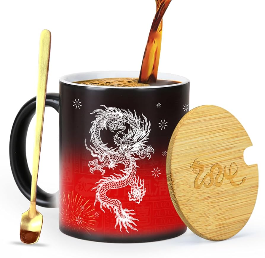 Amazon.co.jp: ドラゴン2024の贈り物面白いコーヒーカップの蓋と