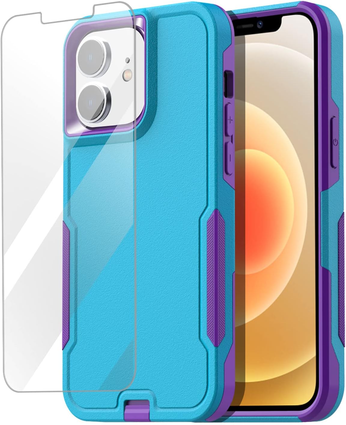 AICase for iPhone 12/iPhone 12 Pro Case with Glass Screen Protector,Heavy Duty Drop